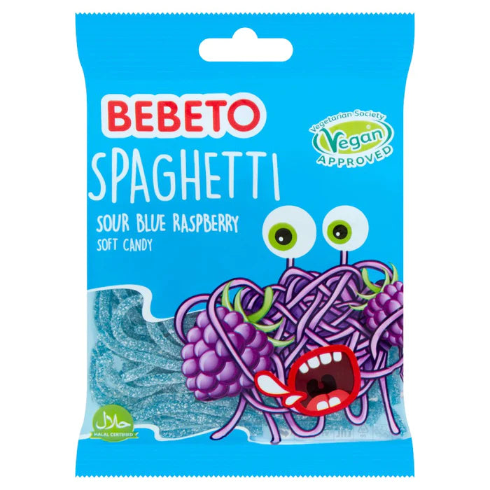 BEBETO Spaghetti Sour Blue Raspberry Soft Candy