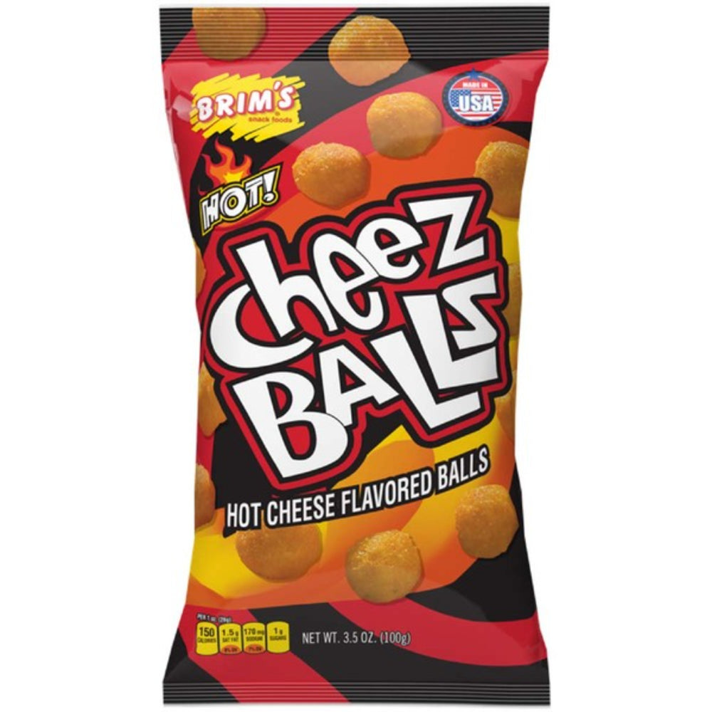 Brim's Cheez Balls, hot cheese flavour crisps